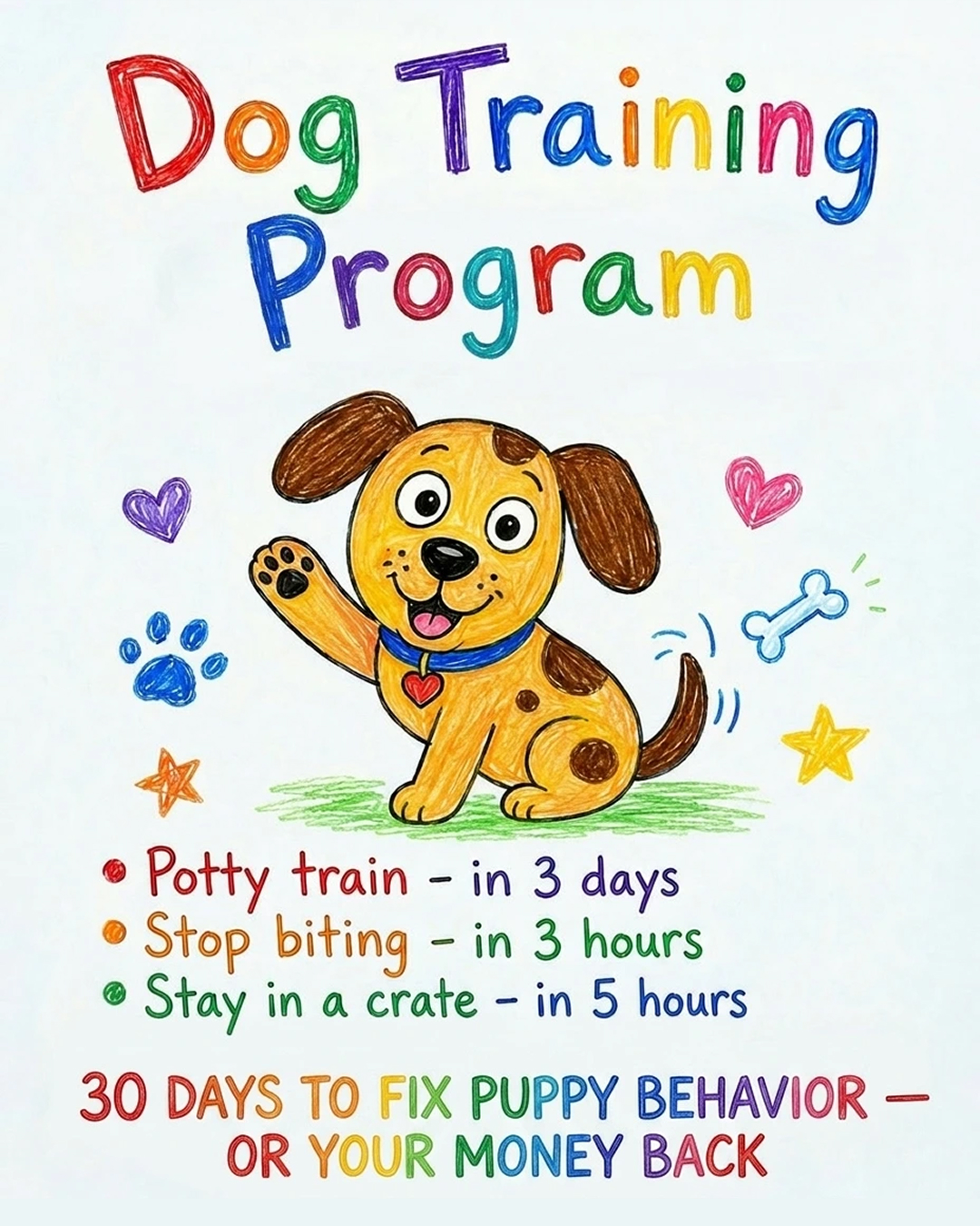 Puppy Tips for Training Facebook ad: Dog training doesn’t have to mean stress, barking…