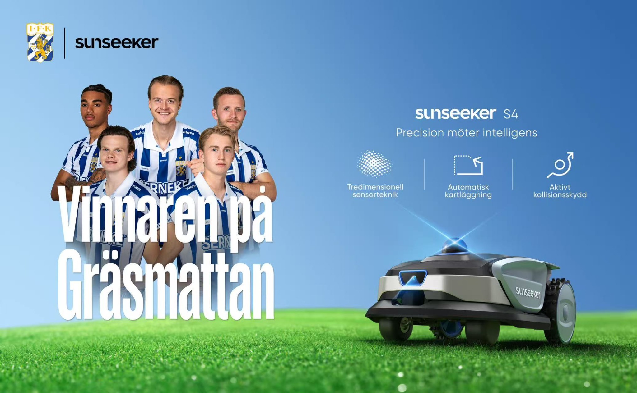 Sunseekertech Facebook ad: Mästare på gräsmattan.