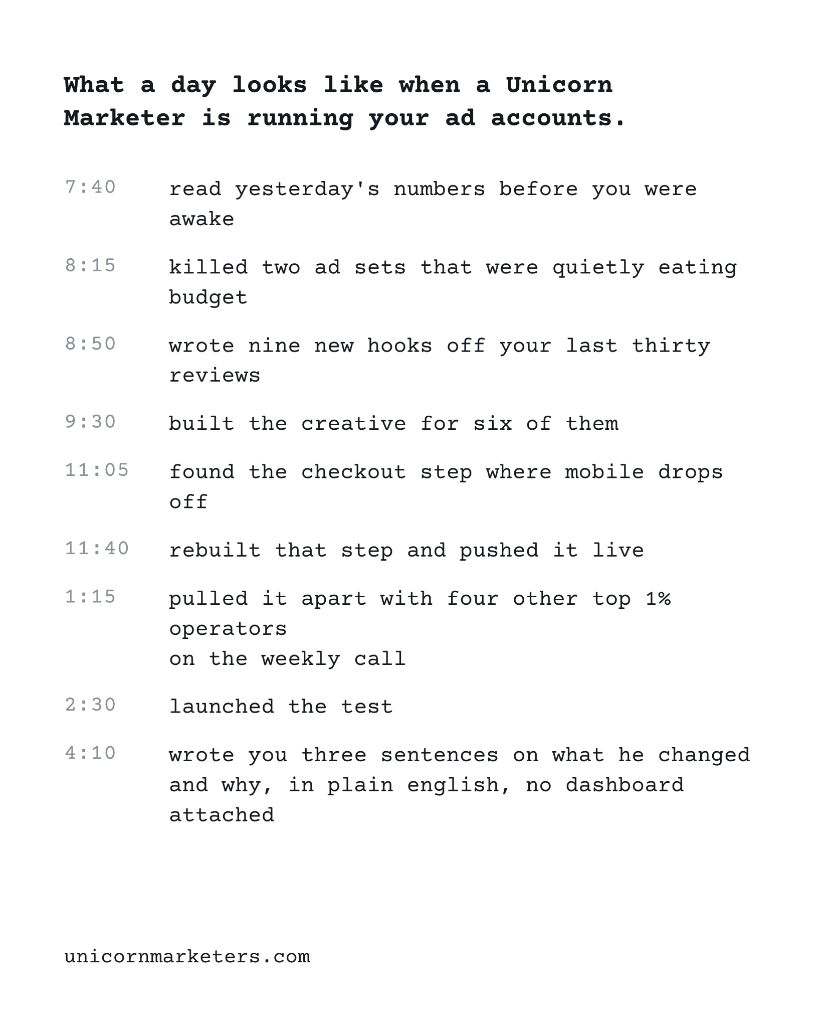 Unicorn Marketers Facebook ad: Hire A Top 1% Growth Marketer Today