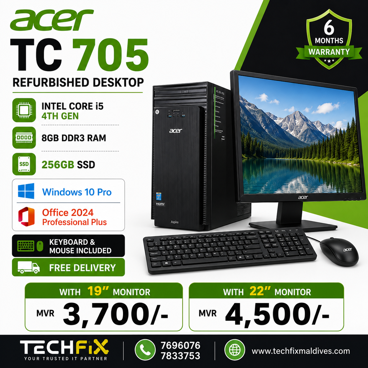 Techfix Facebook ad: Acer TC 705 Refurbished Desktop