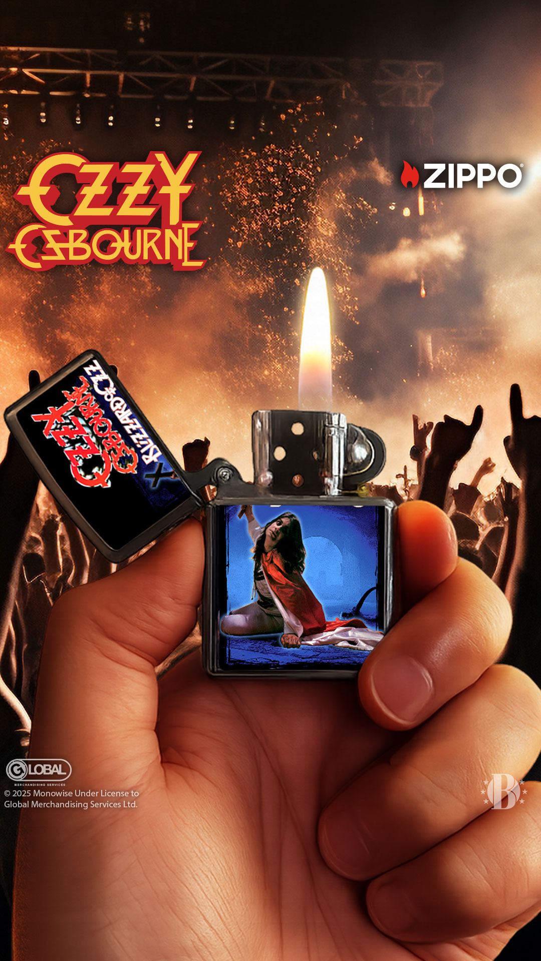 The Bradford Exchange Facebook ad: Ozzy Ozbourne Zippo Lighter Collection