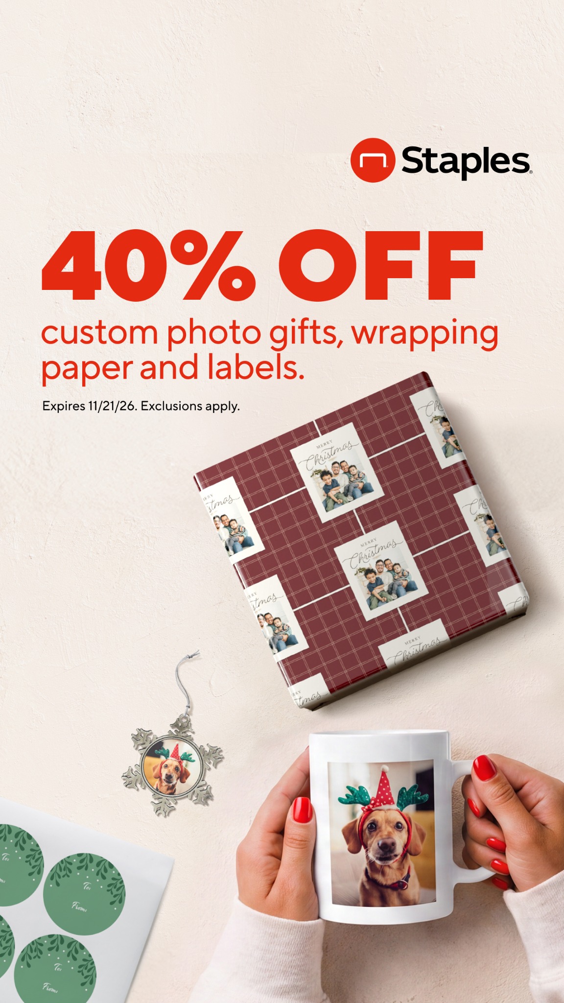 Staples Facebook ad: Early birds save 40%