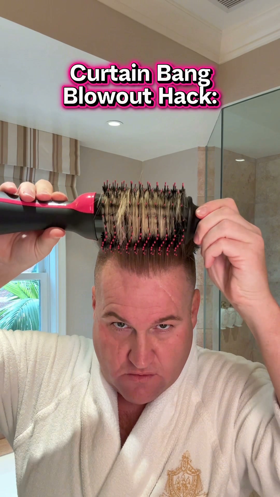 Amazon.com Facebook ad: CURTAIN BANG BLOWOUT HACK If your curtain bangs…