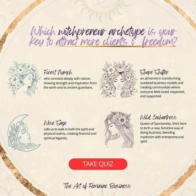 Julie Foucht Coaching: The Art of Feminine Business Facebook ad: The Witchpreneur Quiz