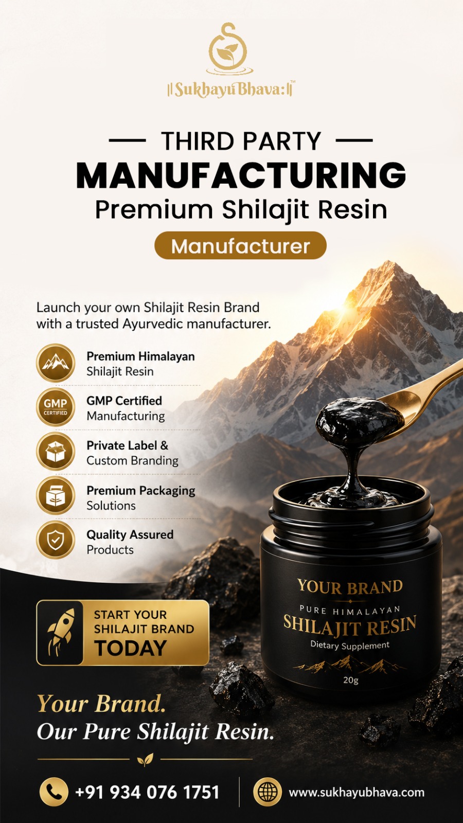 Sukhayubhava Pharmaceutical Facebook ad: **Thinking of Starting a Shilajit Brand?**