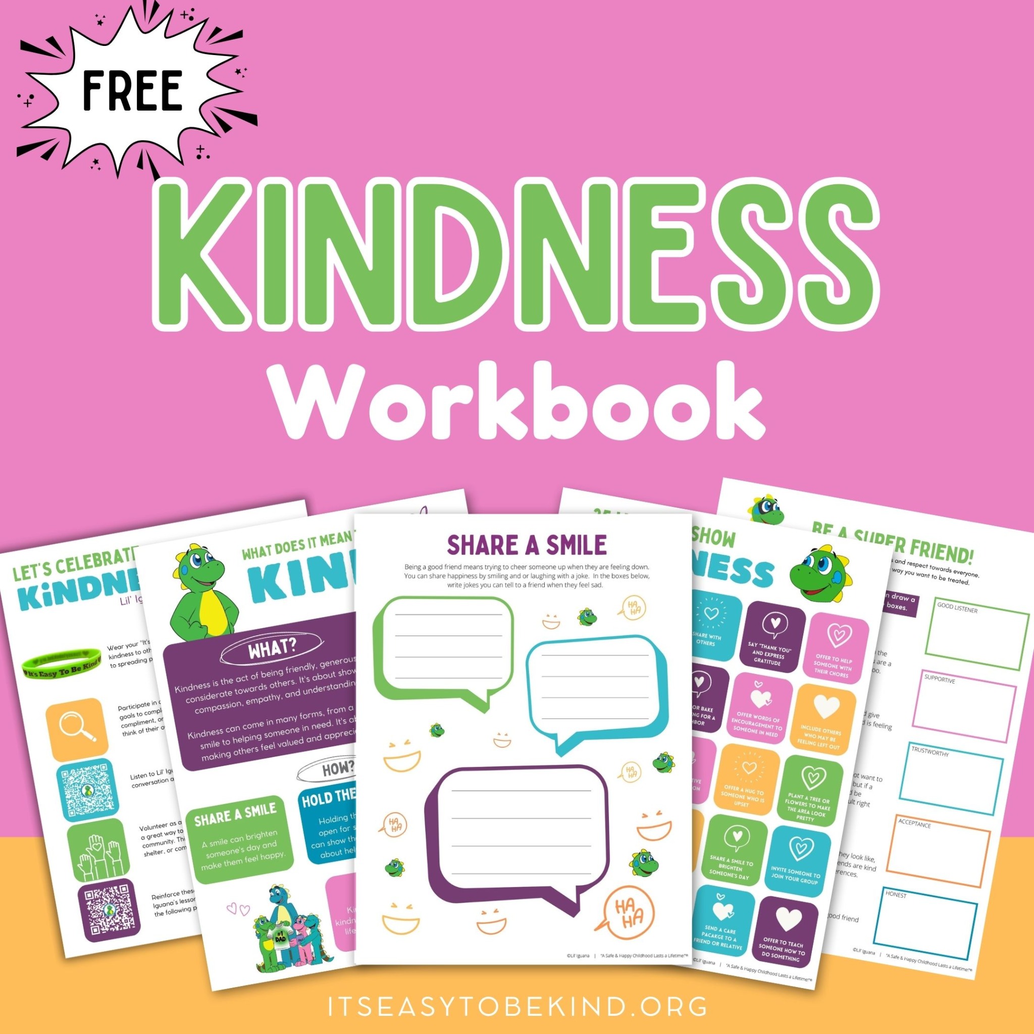 Lil' Iguana's Children's Safety Foundation Facebook ad: FREE Kindness Workbook