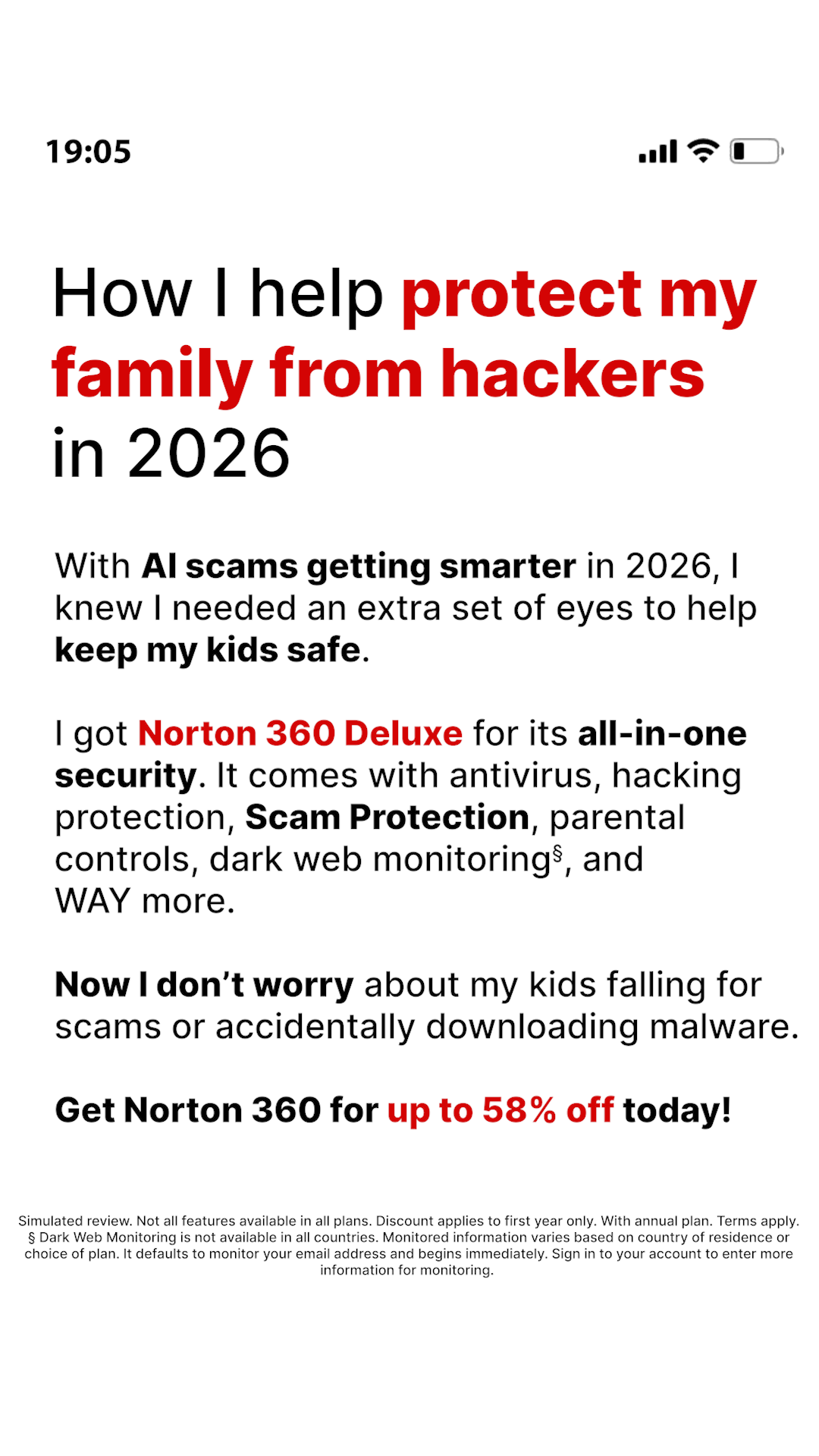 Norton Facebook ad