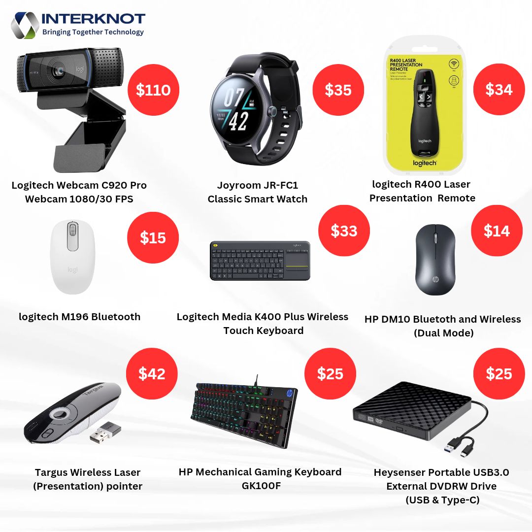 Interknot Zw Facebook ad: Tech Accessories In Stock: Webcams, External DVD-RW…