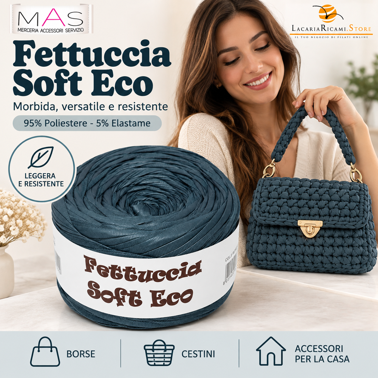 LacariaRicami.Store Facebook ad: Fettuccia Soft Eco MAS Srl, ecopelle vegan effetto…