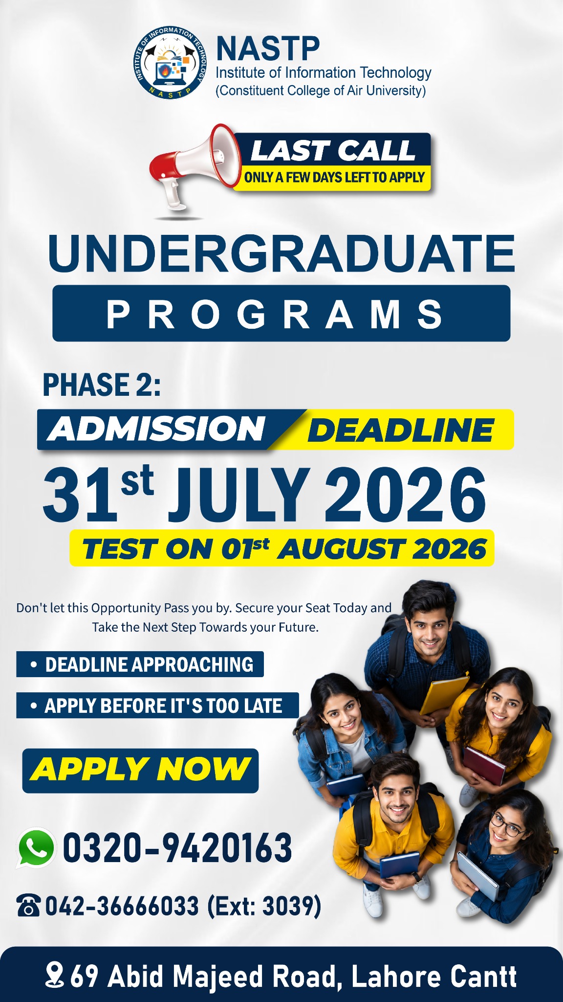 NASTP Institute of Information Technology, Lahore Facebook ad from Jul 16, 2026