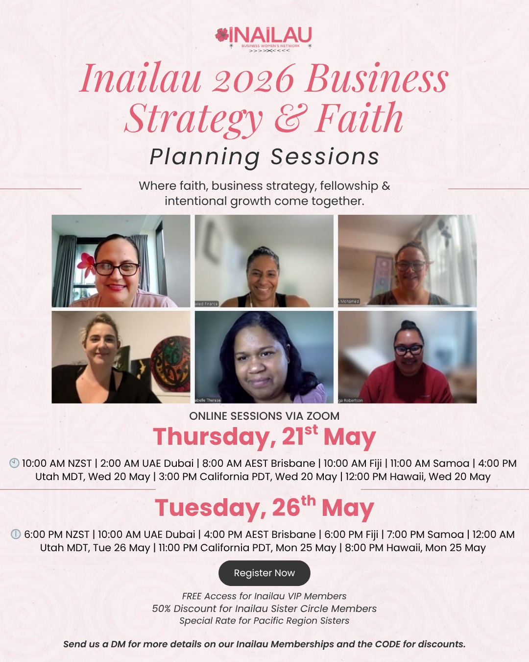 Inailau Pacific Business Women's Network Facebook ad: Plan with faith.