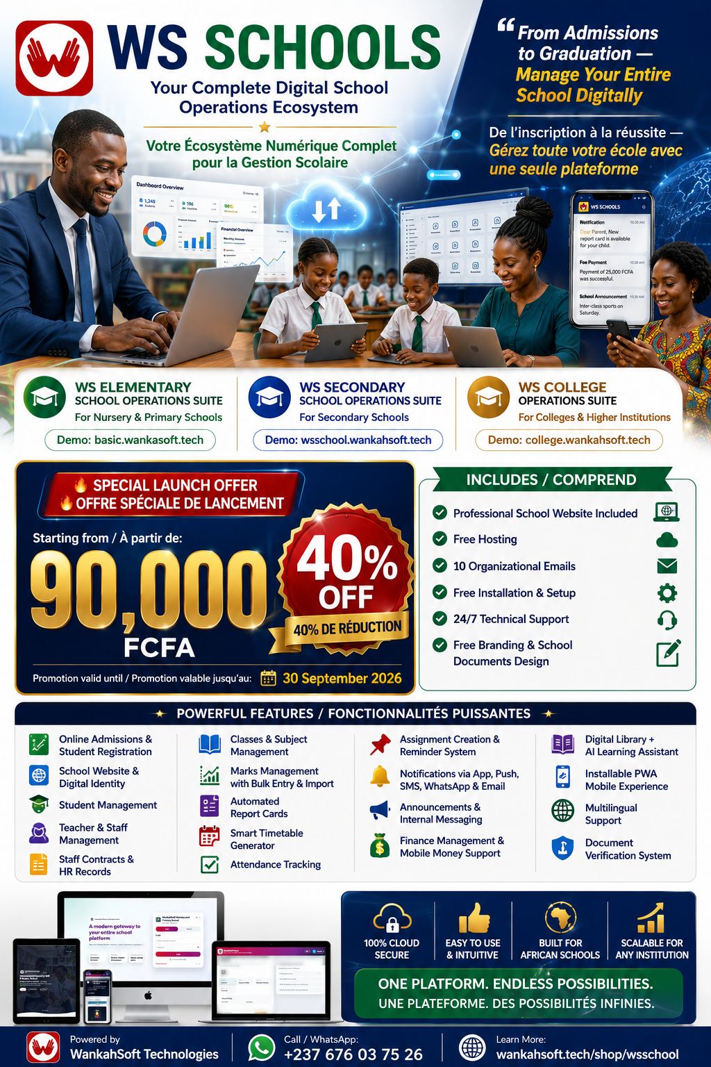 WankahSoft Technologies Facebook ad: Transform the way your school operates with WS…