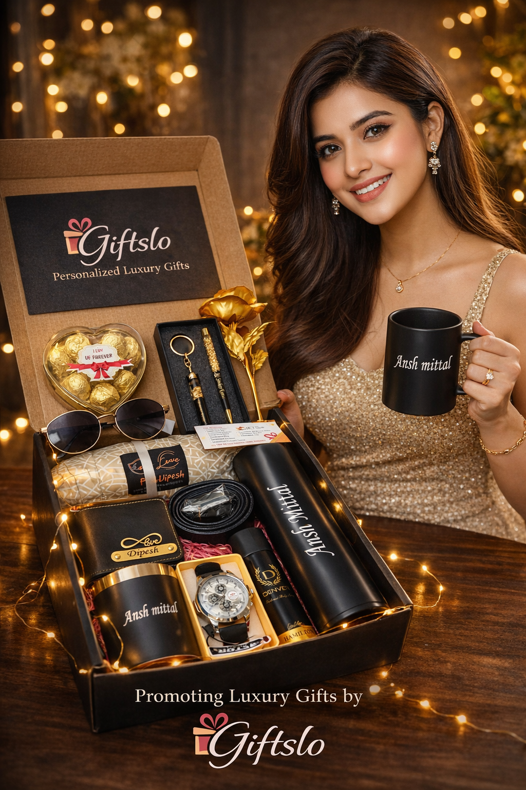 Giftslo Facebook ad: **Luxury Personalized Gift Hamper for Him**