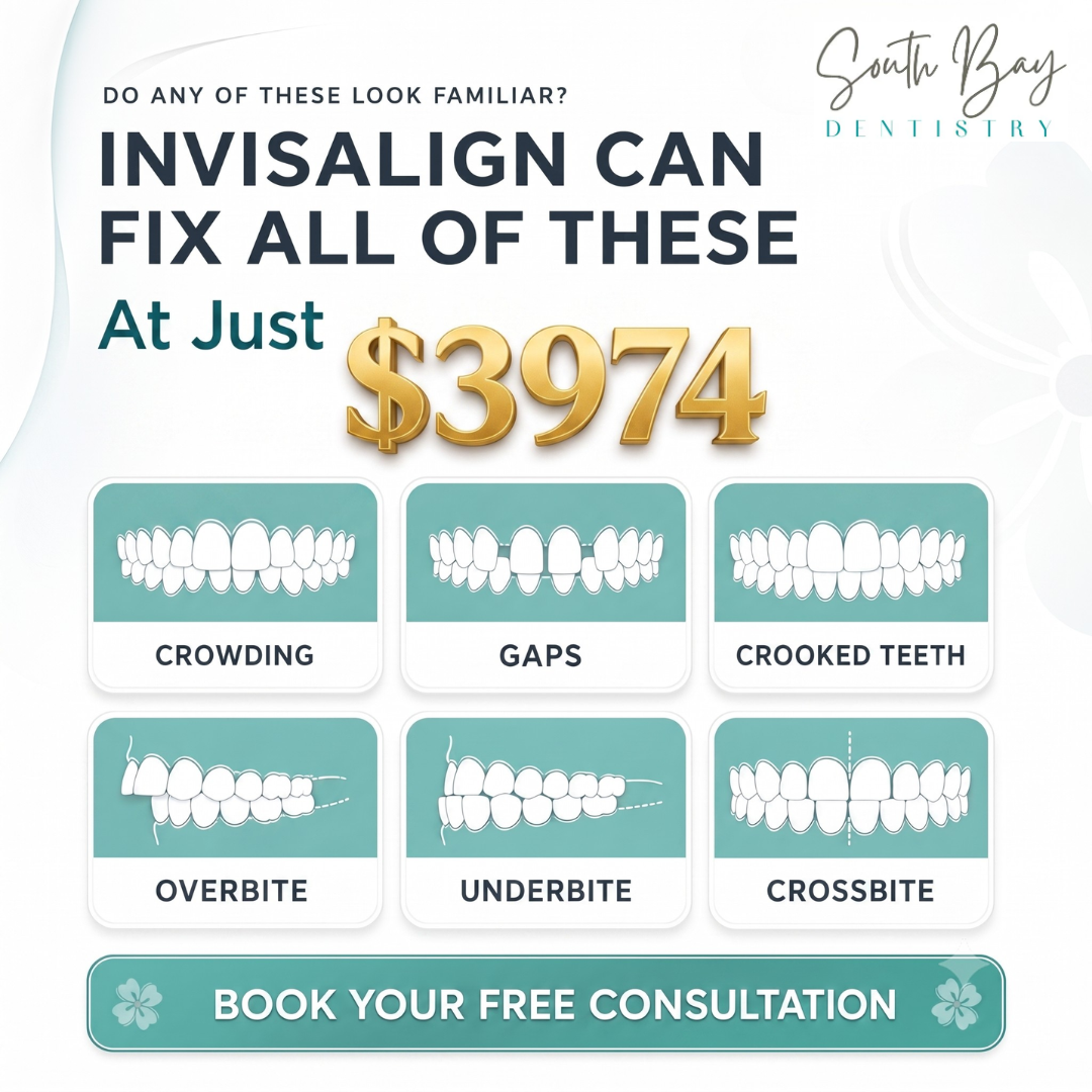 South Bay Dentistry Facebook ad: Hey South Shore, All-Inclusive Invisalign For Just $3,974!