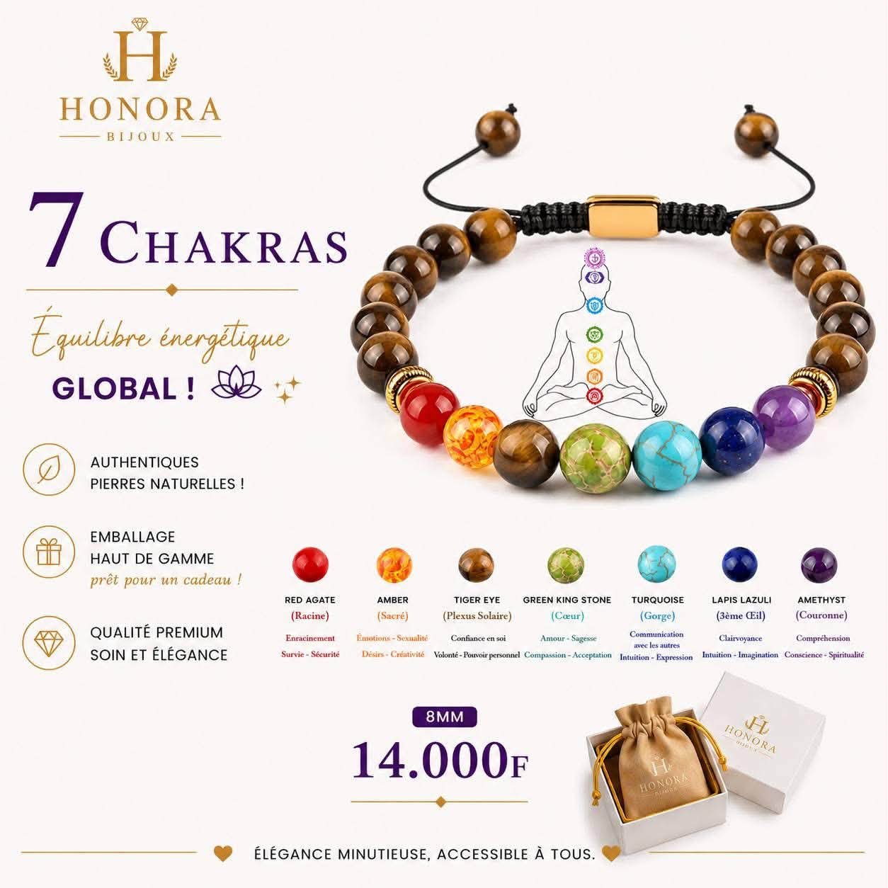 Honora bijoux Facebook ad: PIERRES NATURELLES