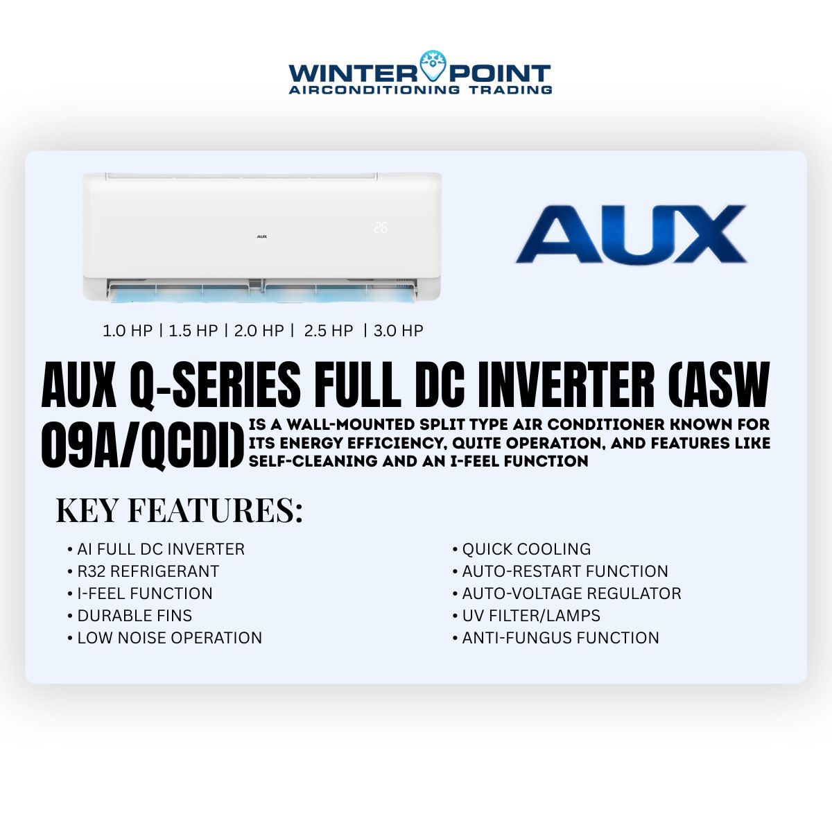 Winter Point Airconditioning Trading Facebook ad: Smart cooling for smart living.
