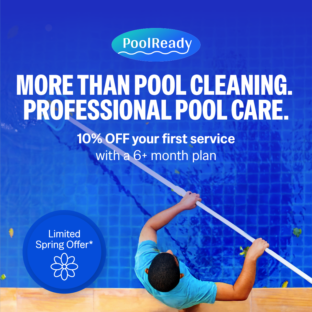 PoolReady STL West Facebook ad: 10% OFF Your First Service