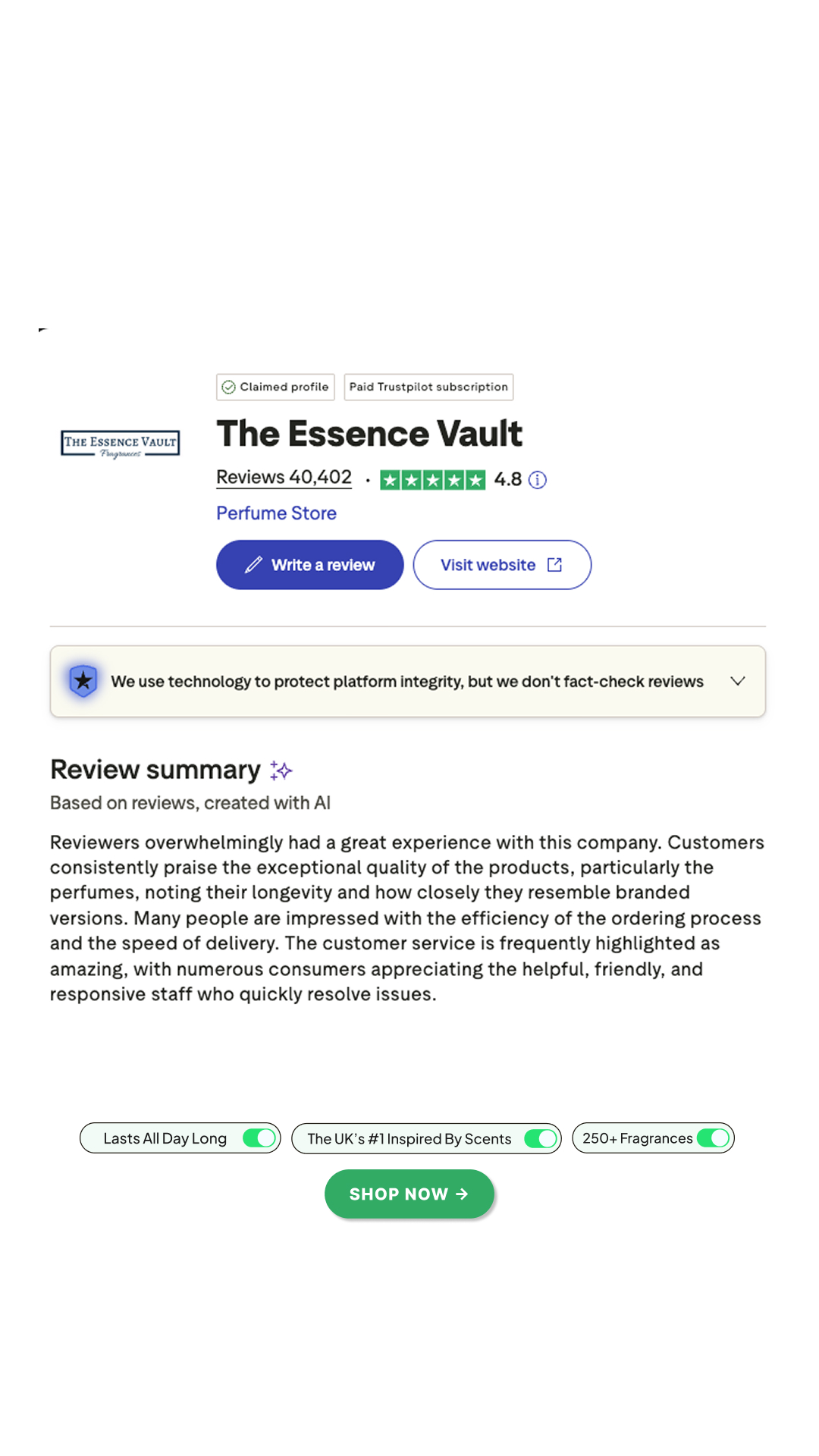 The Essence Vault Facebook ad
