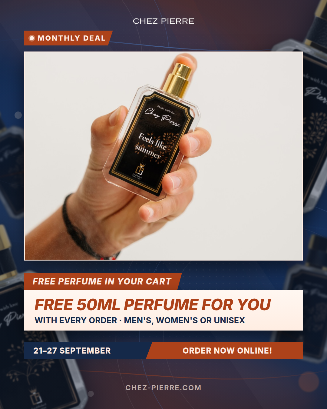 Chez Pierre Facebook ad: Made in France | Risk free purchase | 8h+ lasting!