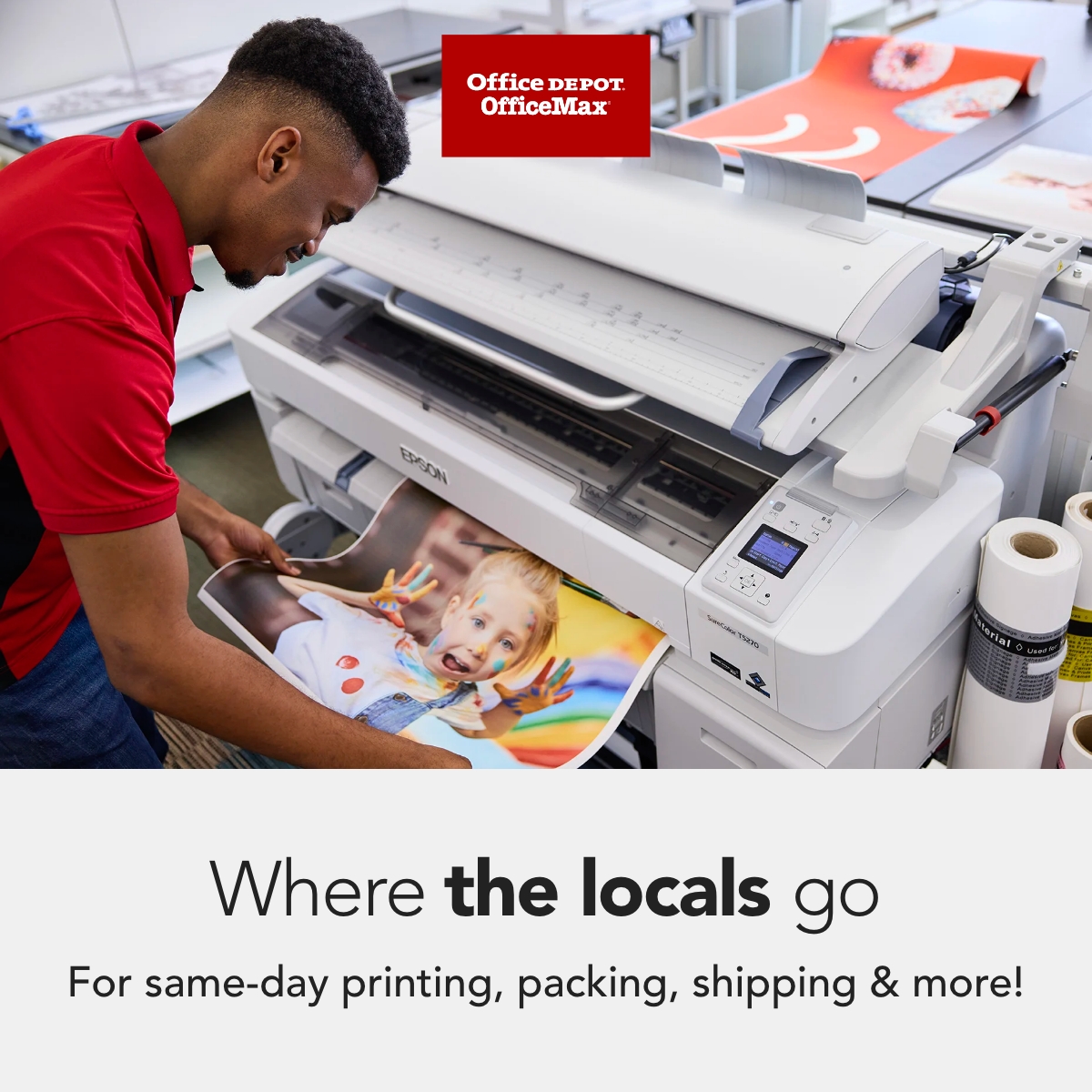 Office Depot Facebook ad: Same-Day Printing