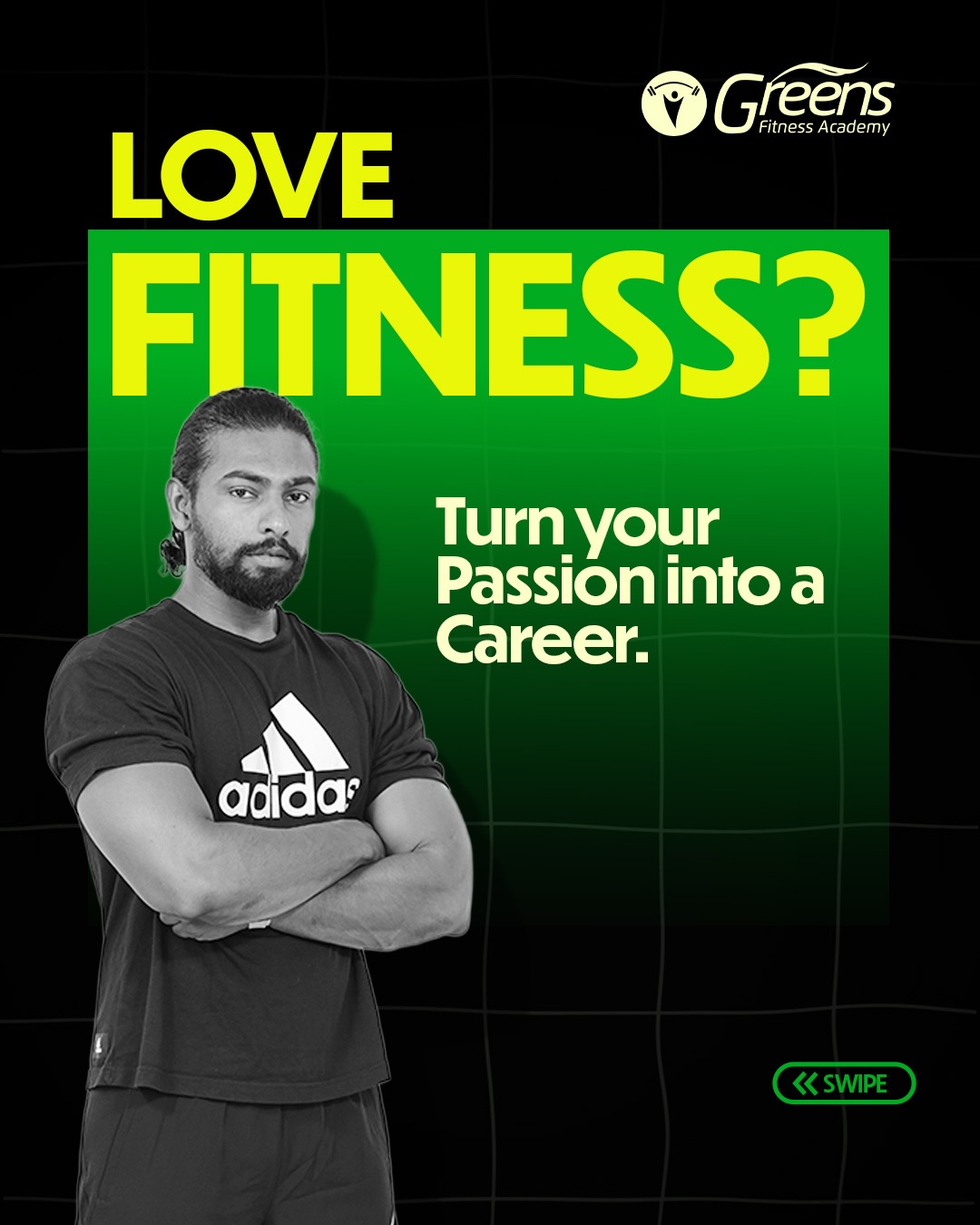 Greens Fitness Academy Facebook ad: Stop just dreaming about a fitness career-start building…