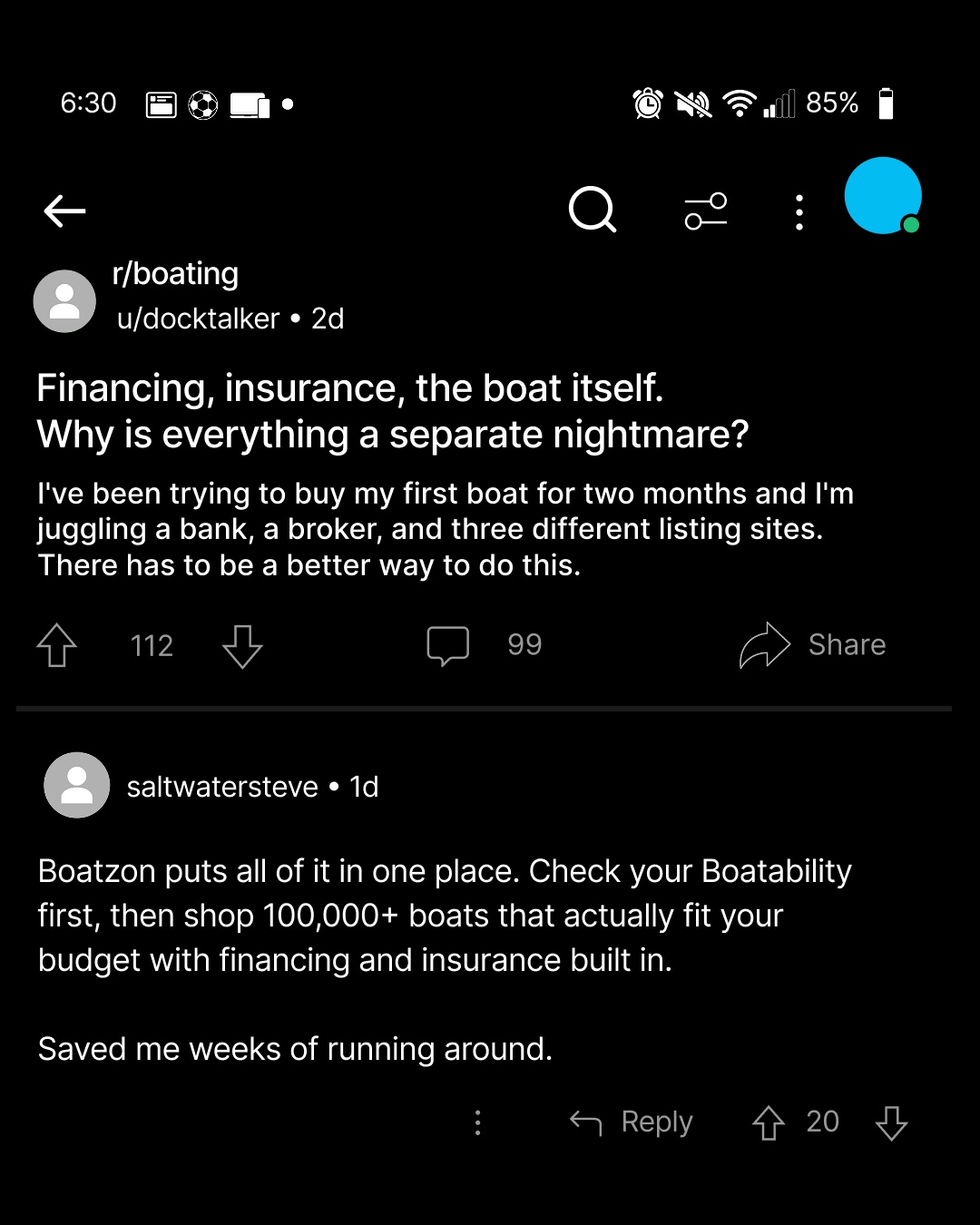 Boatzon Facebook ad