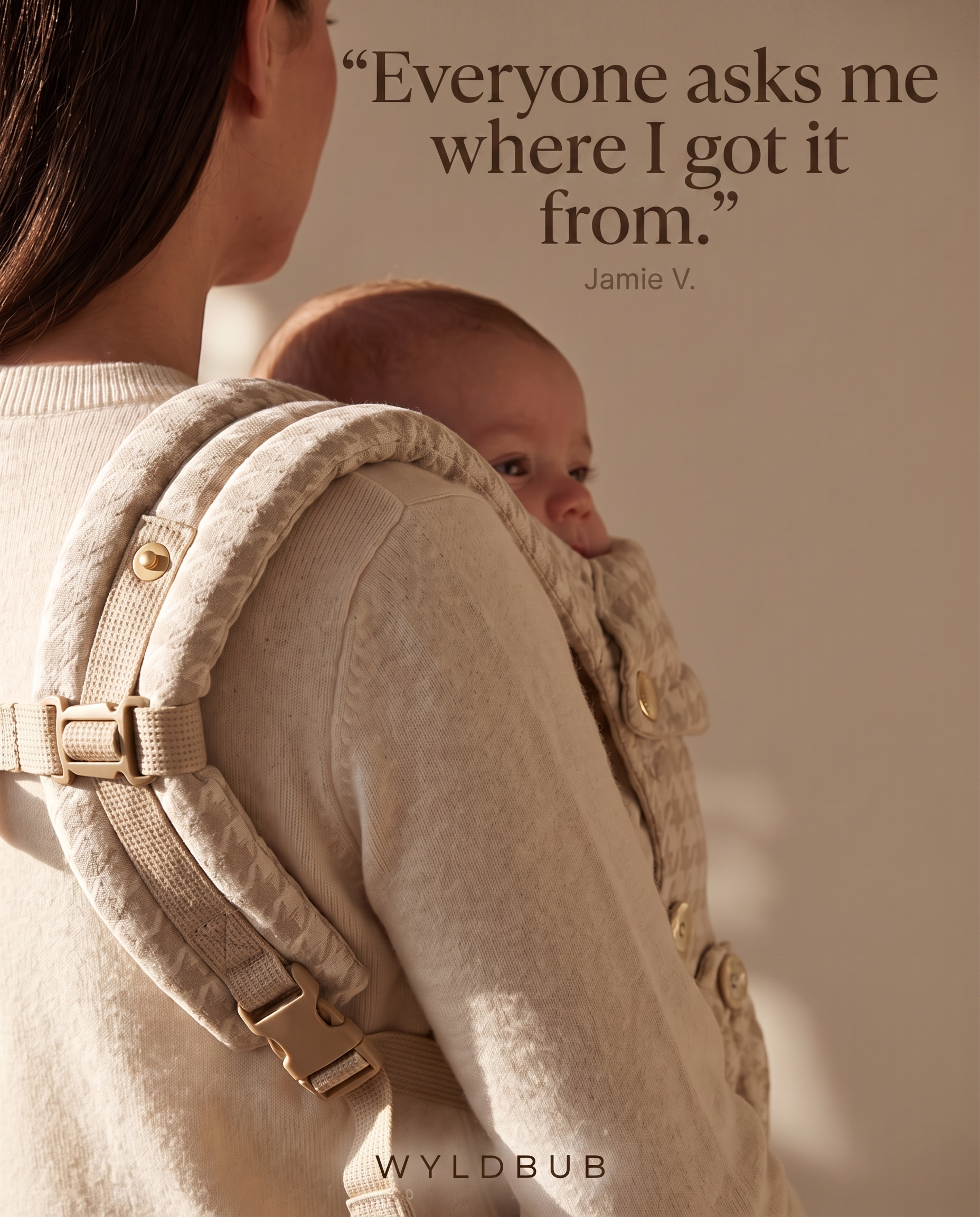Wyld Bub Facebook ad: The Houndstooth Baby Carrier
