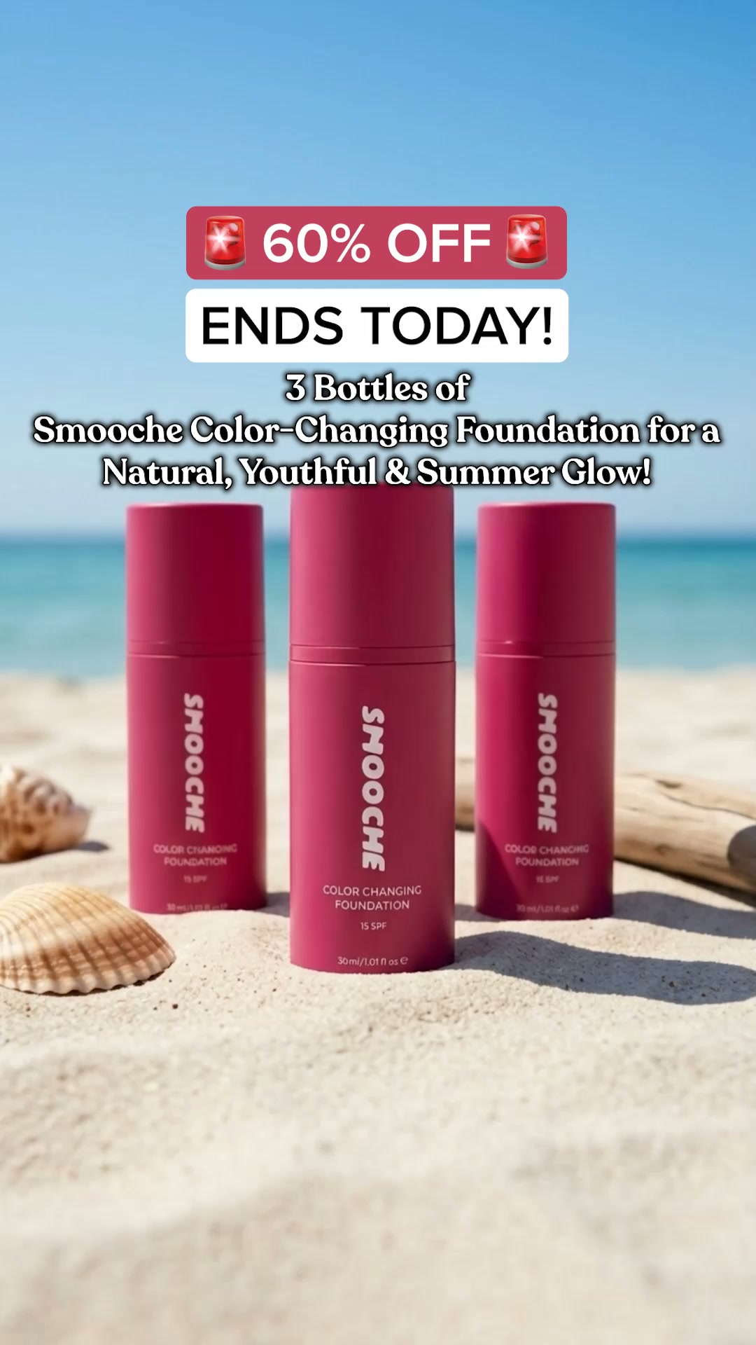 Smooche Facebook ad: FINAL 287 BOTTLES - Color Changing Foundation is almost…