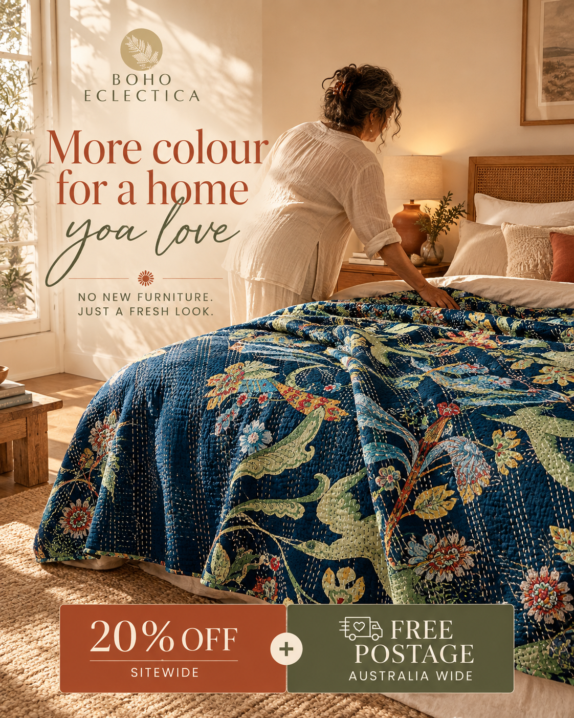 Boho Eclectica Facebook ad: More colour, no room redo