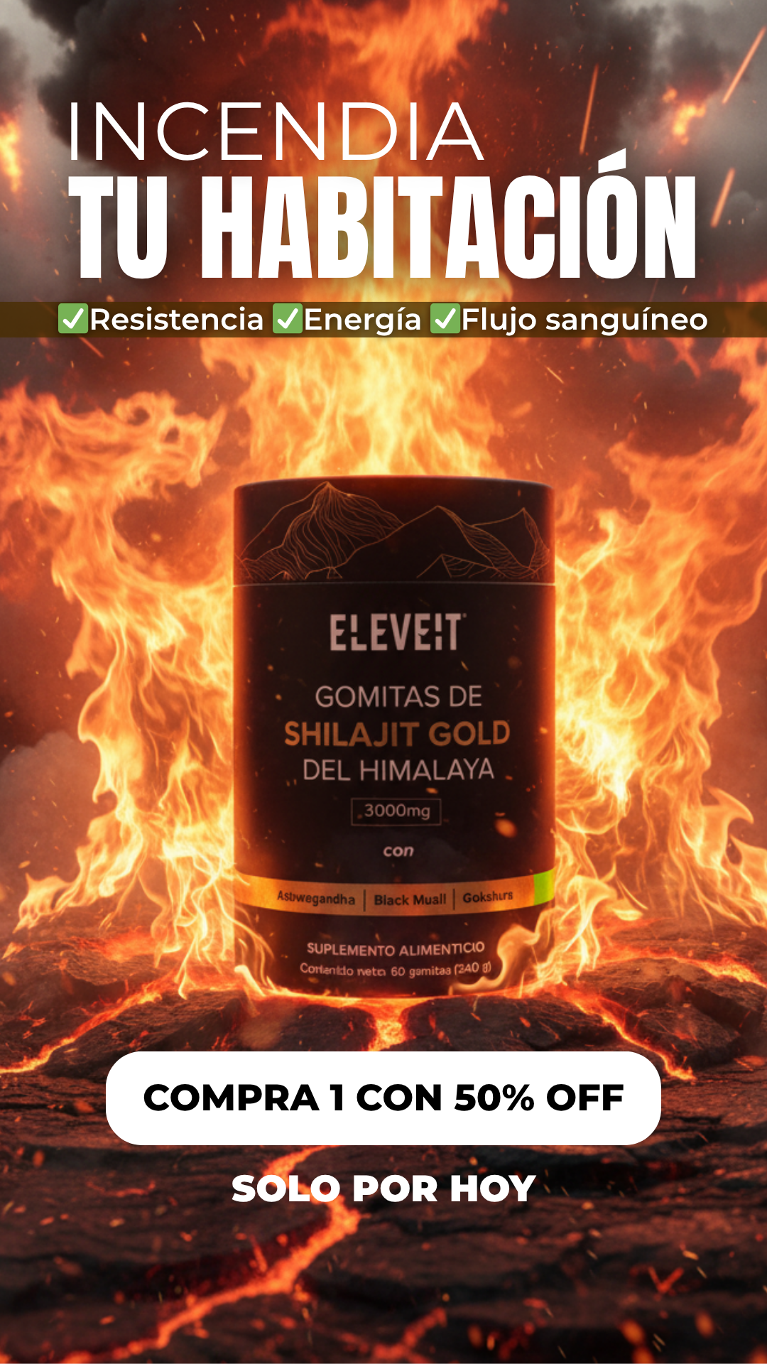 Eleveit MX Facebook ad: Energía masculina hecha gomita