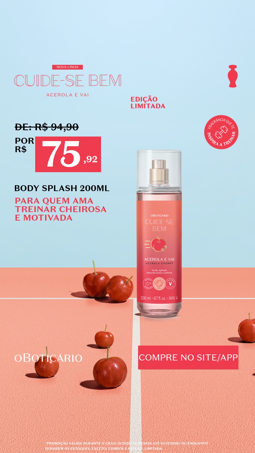 O Boticário Facebook ad: Cuide-se Bem Acerola e Vai
