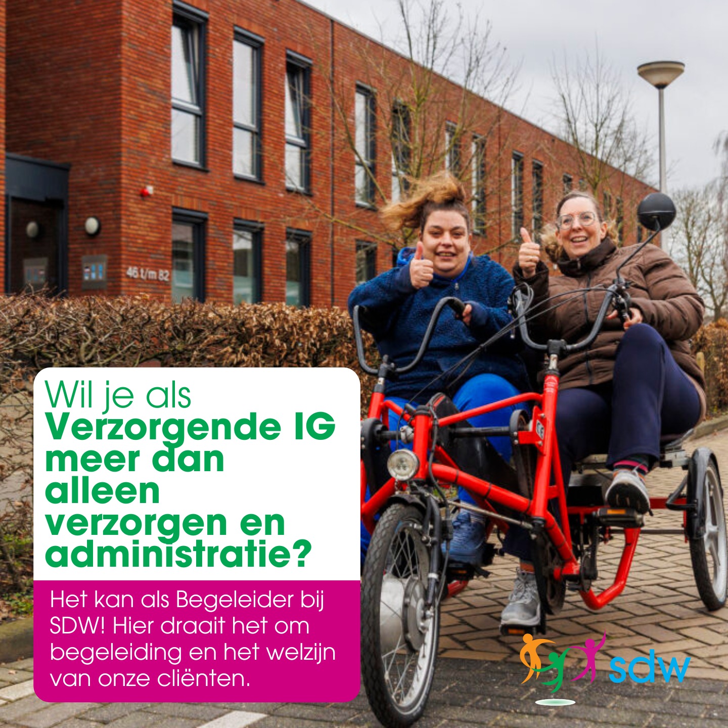 SDW Facebook ad: Verzorgende IG naar begeleider in de gehandicaptenzorg