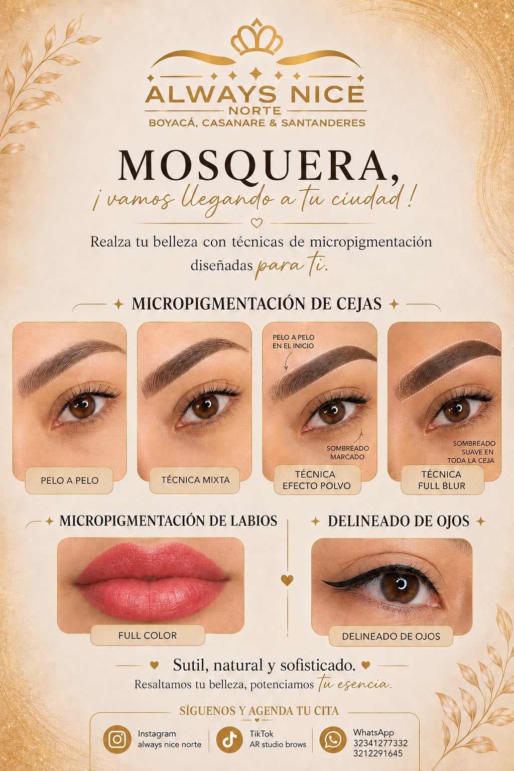 Always Nice cejas y pestañas Facebook ad: Estamos en Mosquera!
