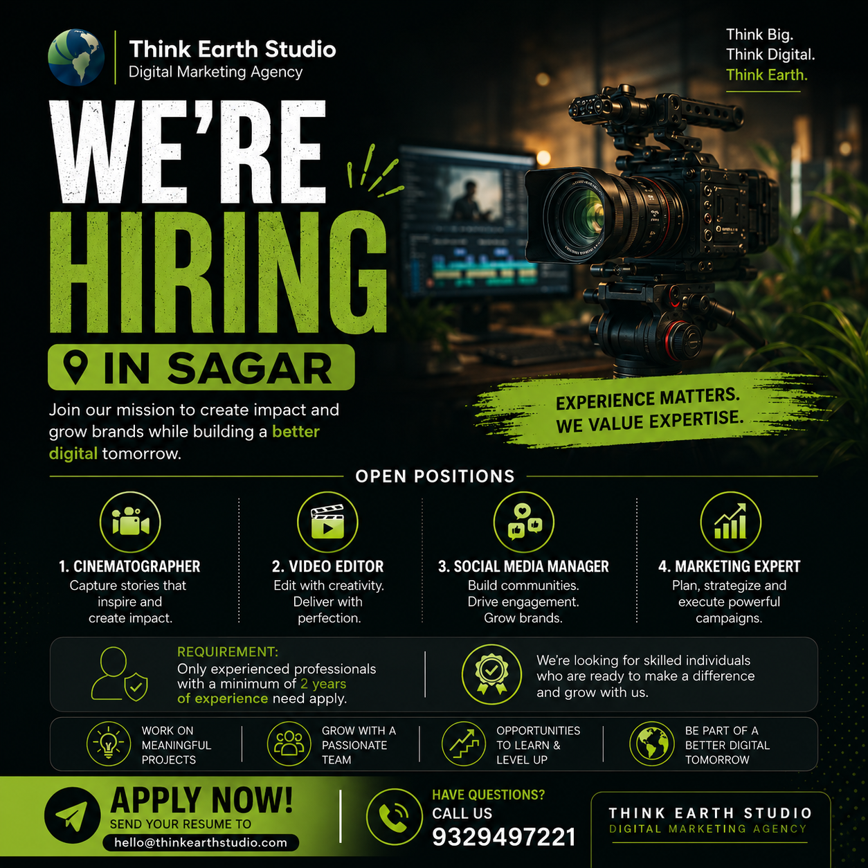 Thinkearthstudio Facebook ad: Join Think Earth Studio, We're Hiring in Sagar