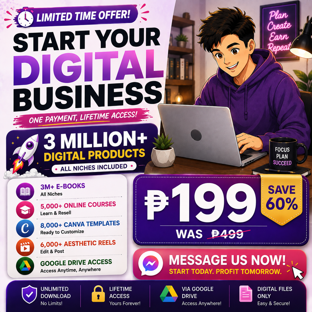 Digital Hustle PH Facebook ad: 𝐒𝐓𝐀𝐑𝐓 𝐘𝐎𝐔𝐑 𝐎𝐖𝐍 𝐃𝐈𝐆𝐈𝐓𝐀𝐋 𝐁𝐔𝐒𝐈𝐍𝐄𝐒𝐒…