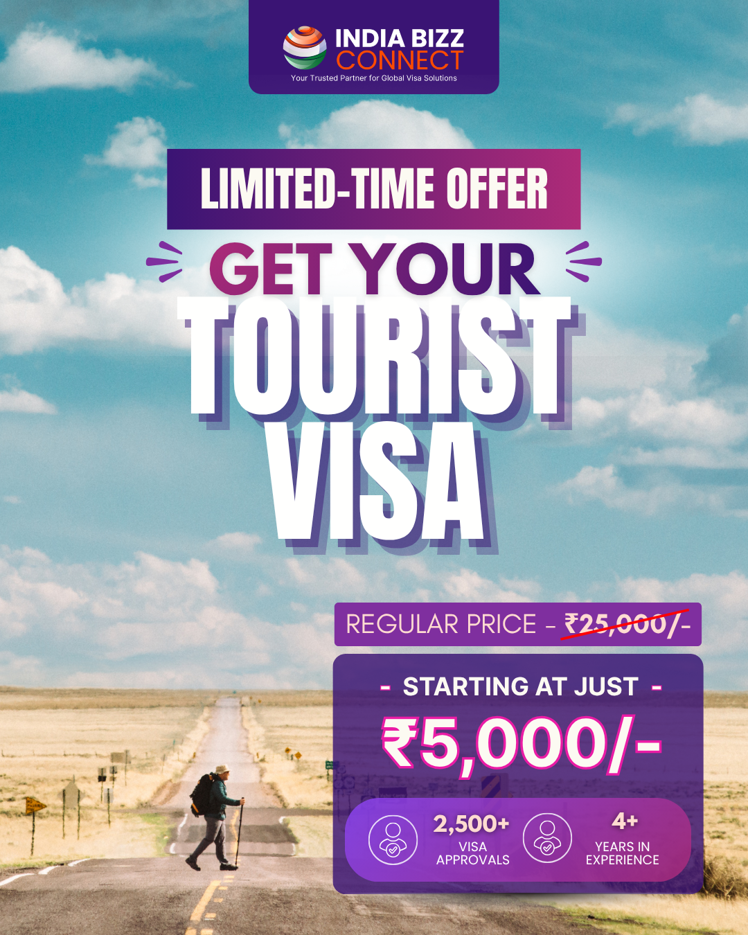 India Bizz Connect Facebook ad: Get Your Tourist Visa Approved @ ₹5,000 Starting