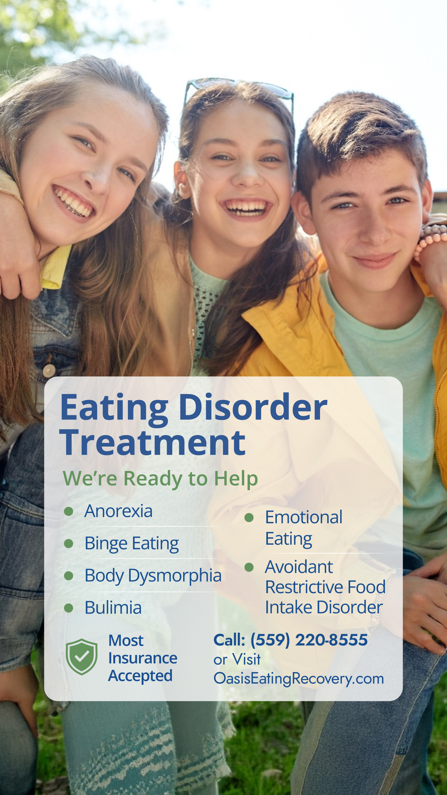 Oasis Eating Disorder Recovery Facebook ad: Eating Disorder IOP Programs