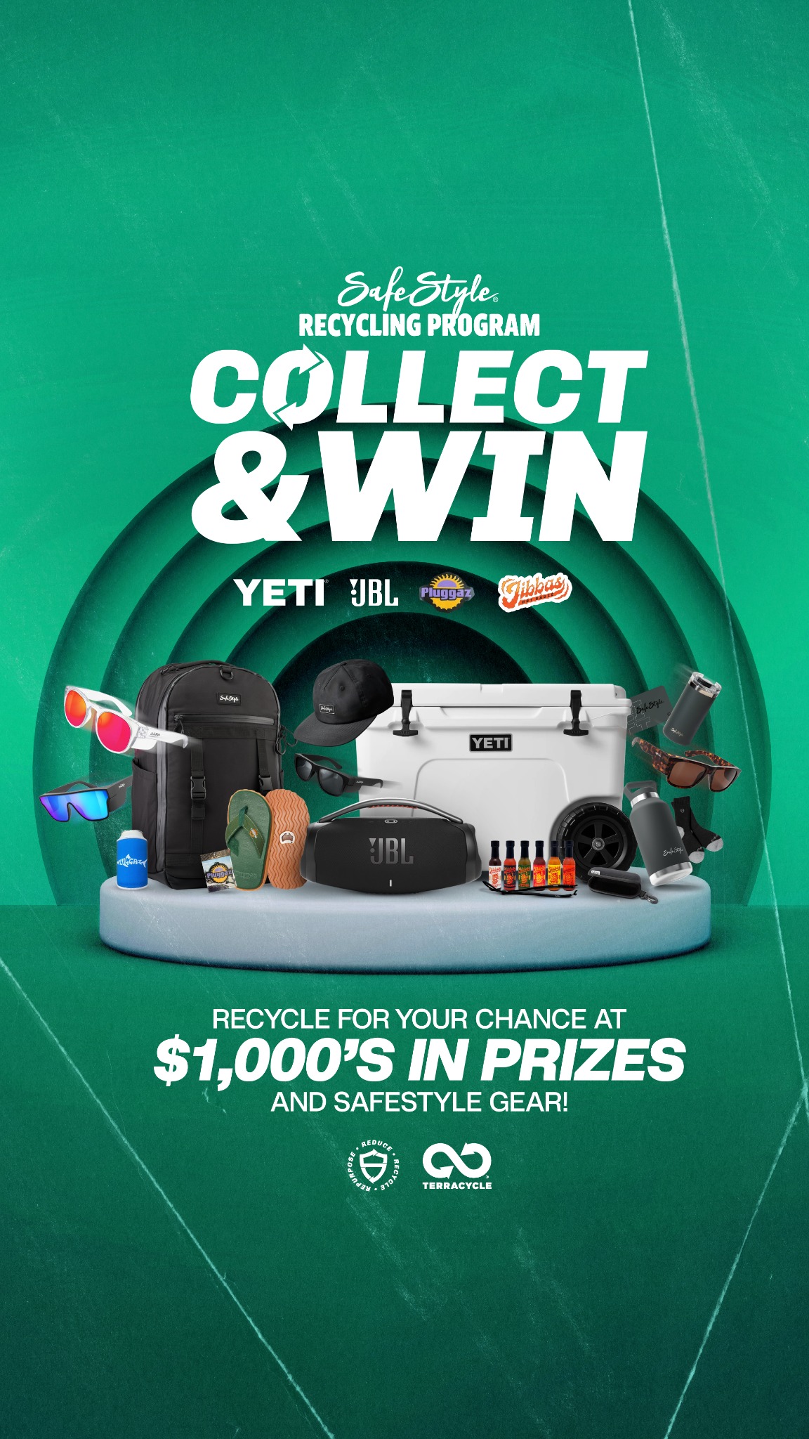 SafeStyle Facebook ad: Win prize packs by sending us your old safety glasses to…