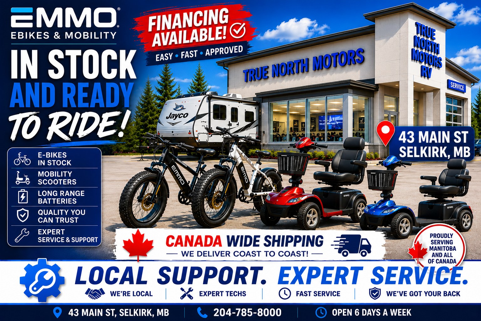 True North Motors and RV Facebook ad: Everything From Fat Tire, Commuter, Foldable Ebikes etc…