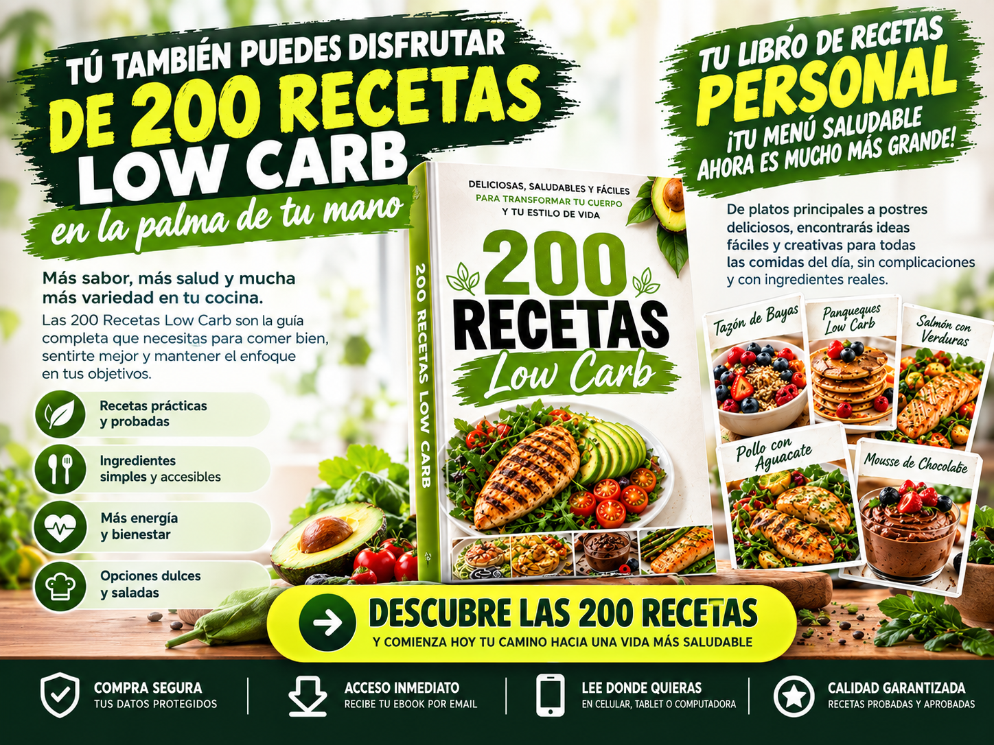 200 Recetas Low carb Facebook ad: 200 RECETAS LOW CARB FÁCILES Y DELICIOSAS