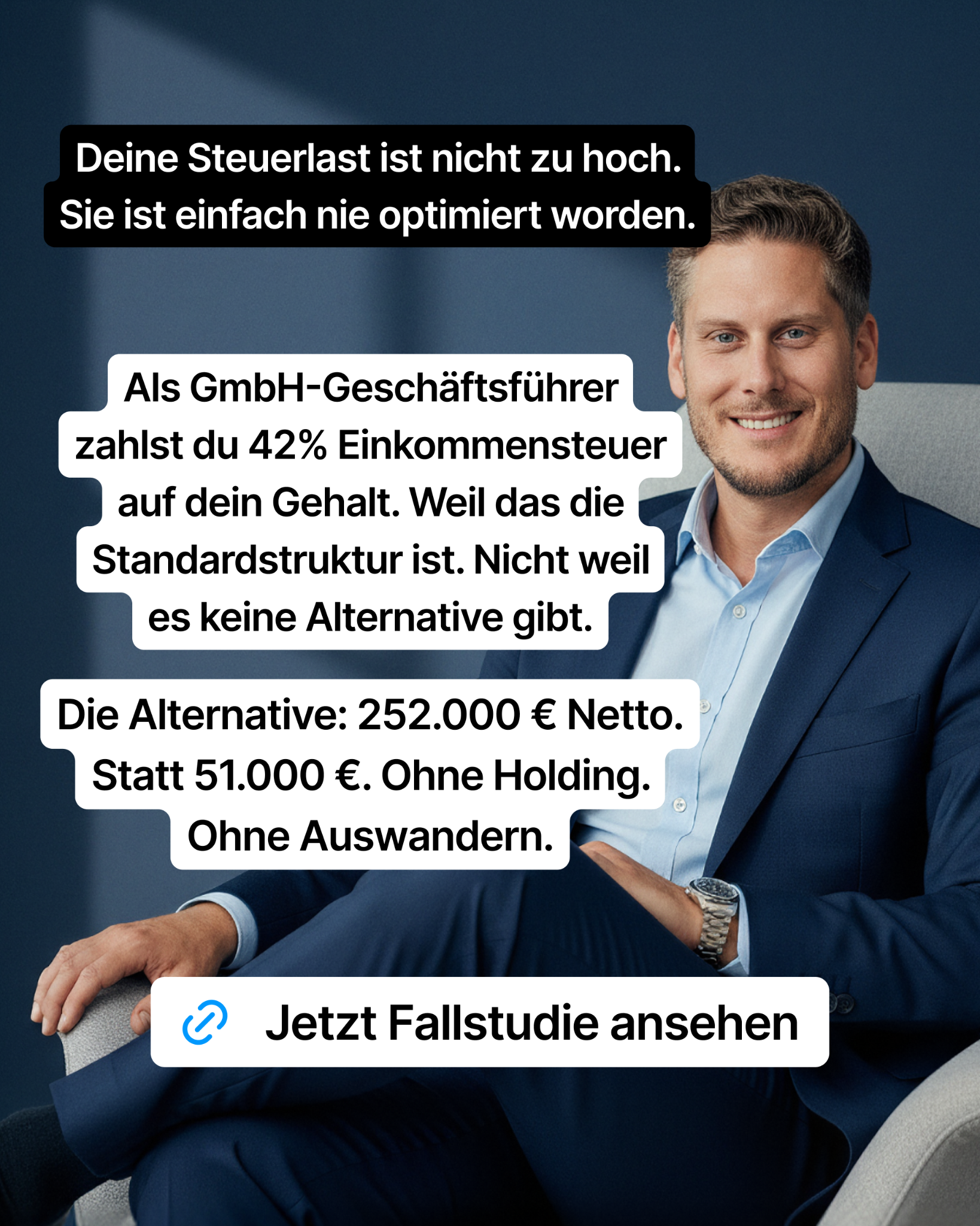 Marvin Großkrueger Facebook ad: Finde heraus, wie viel Steuer du legal sparen könntest