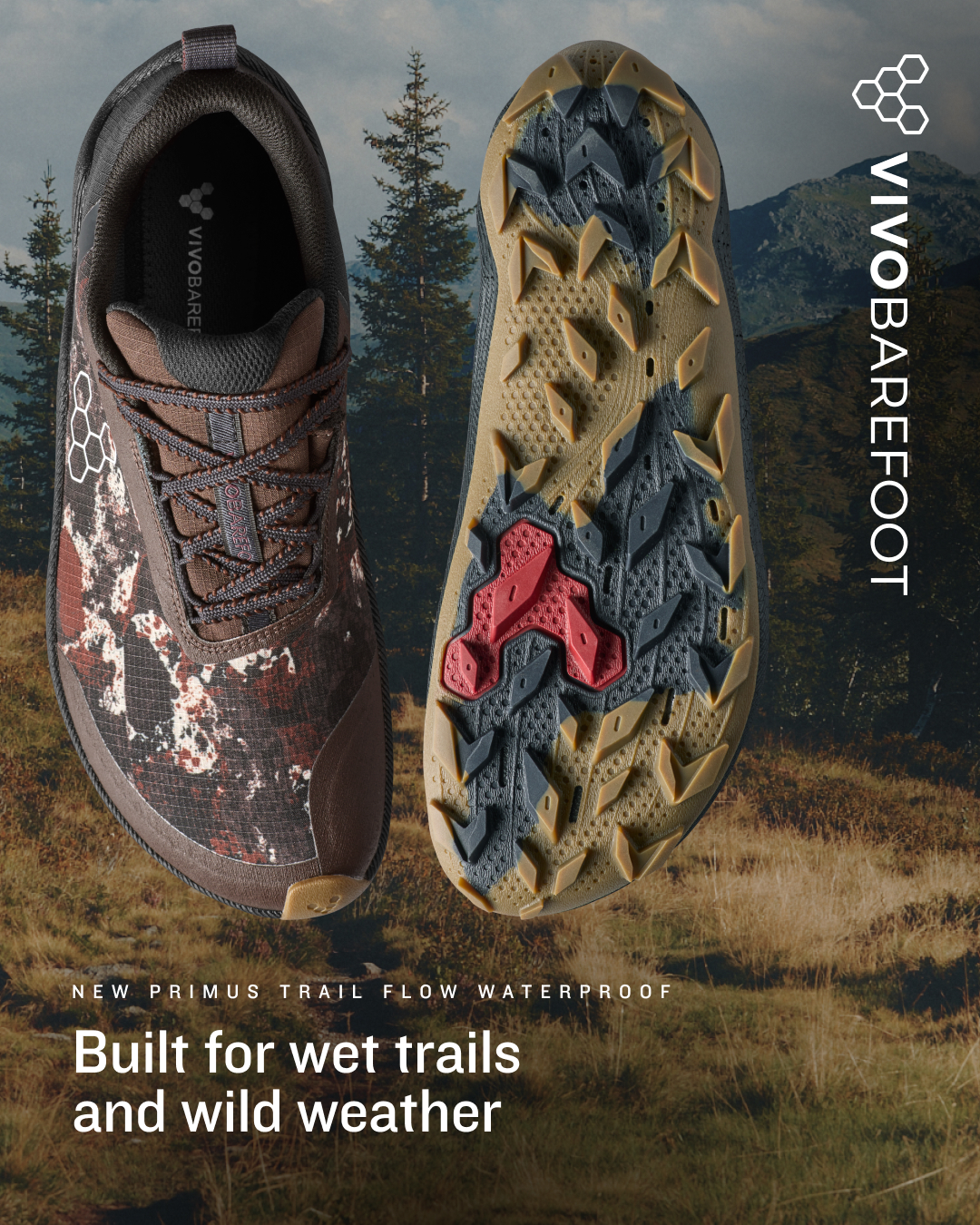 Vivobarefoot Facebook ad: The Primus Trail Flow Waterproof