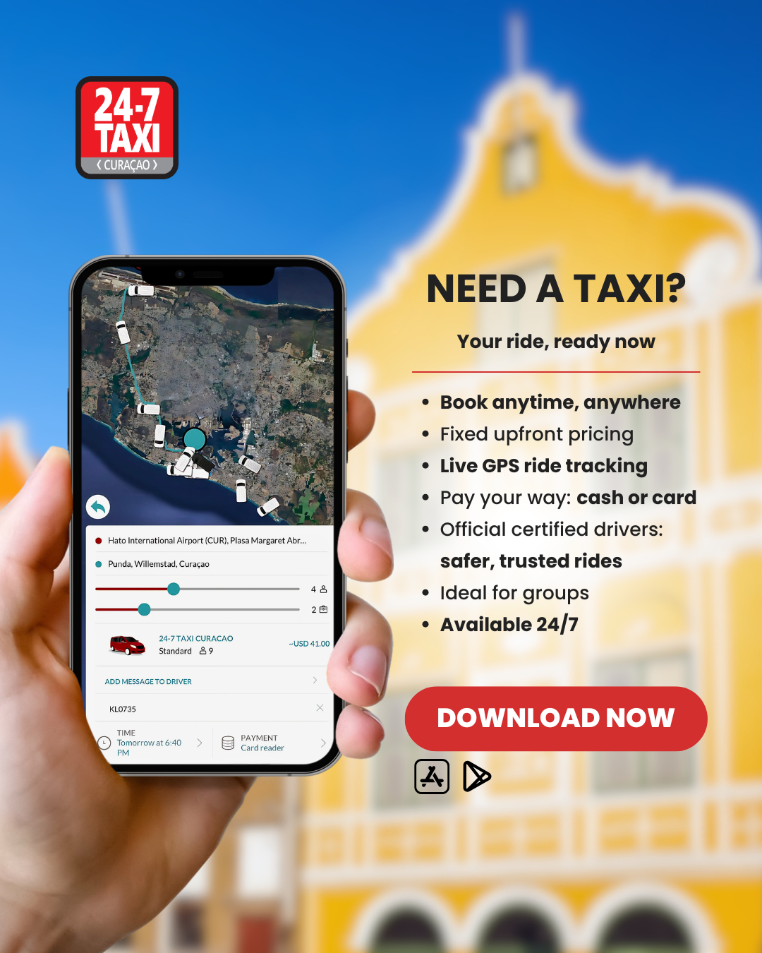 24-7 Taxi Curacao Facebook ad