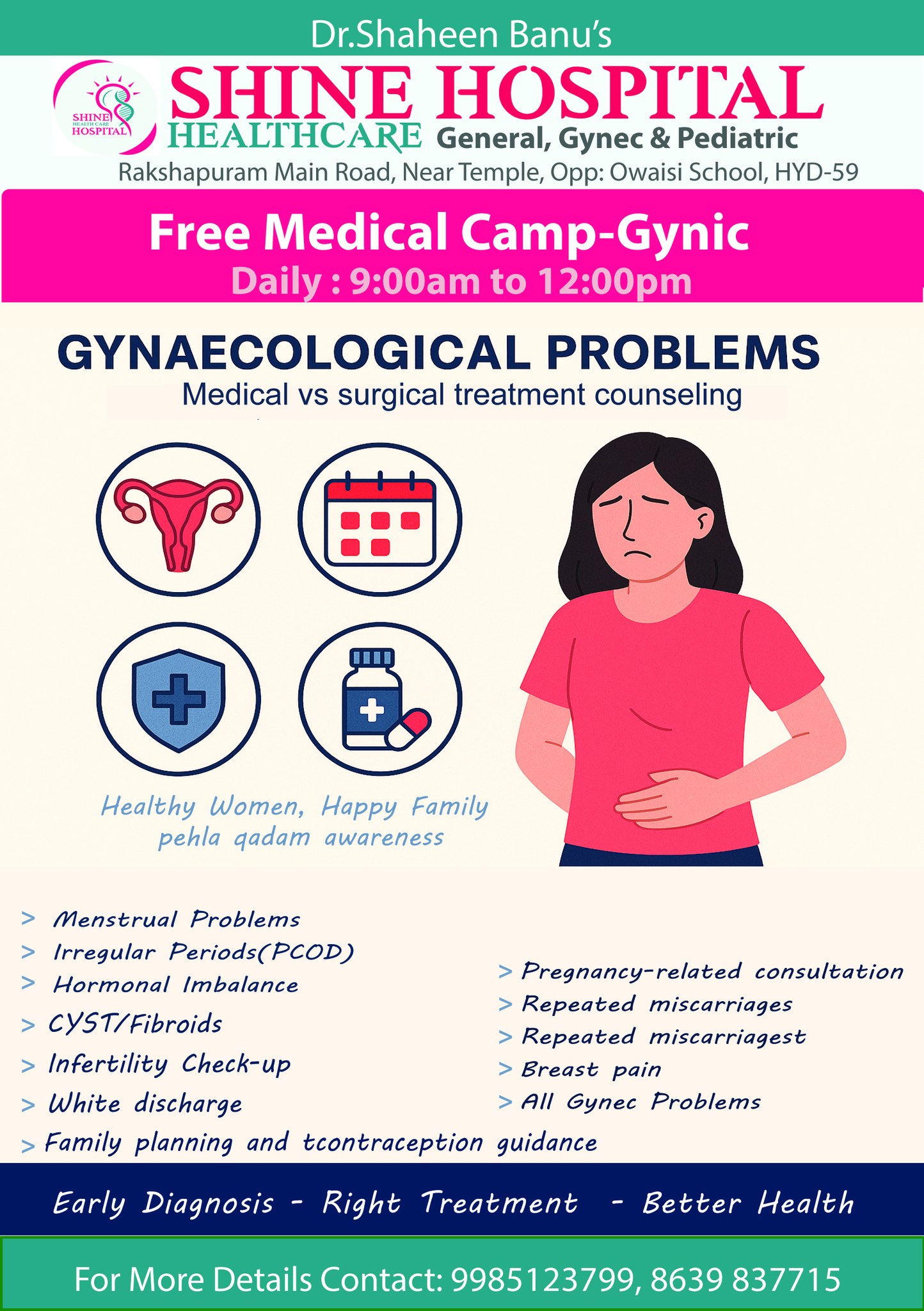 Shine HealthCare Hospital Facebook ad: Free Gynecology Check-Up Camp