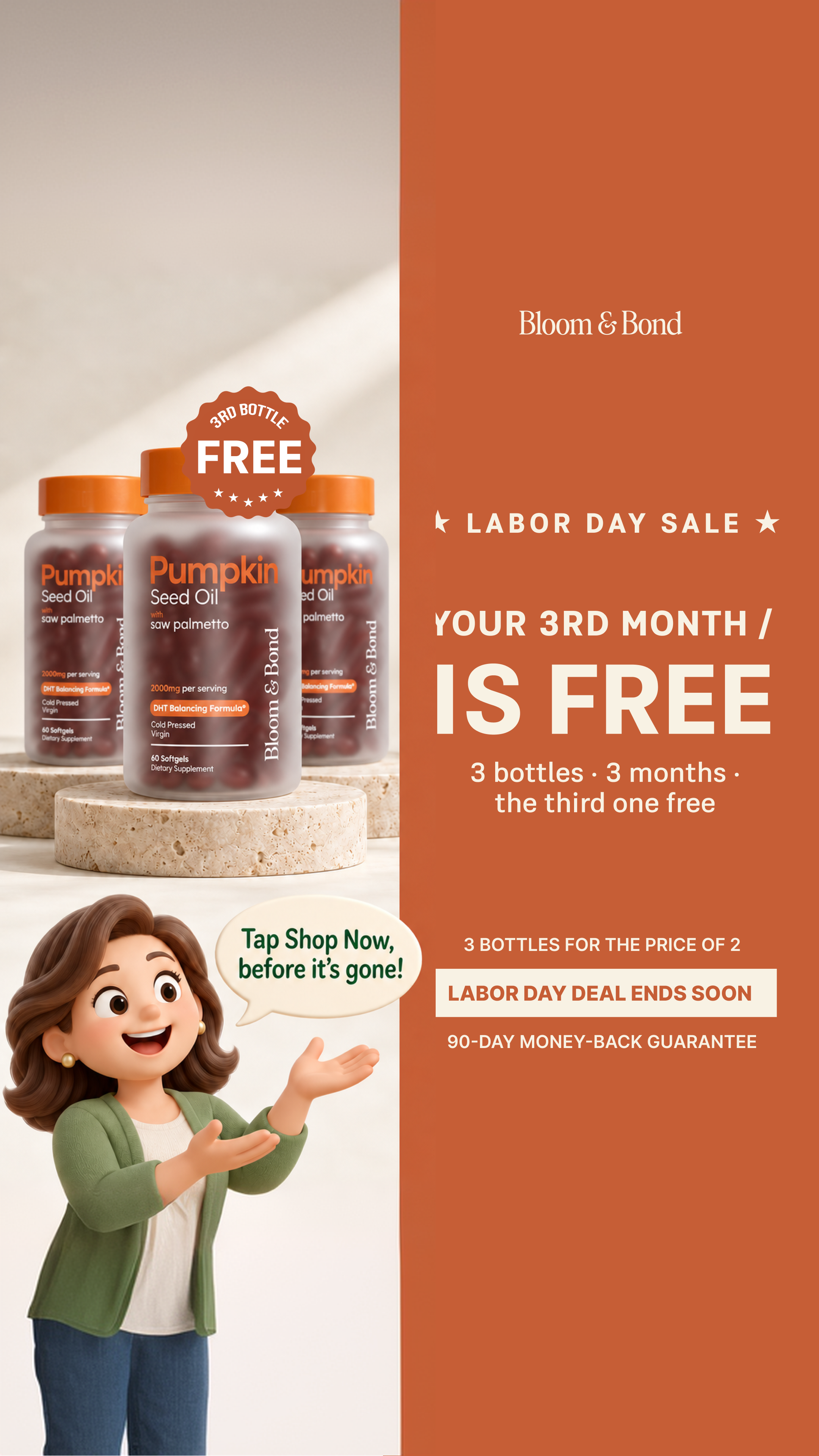 Bloom & Bond Facebook ad: Help Hair Loss Naturally