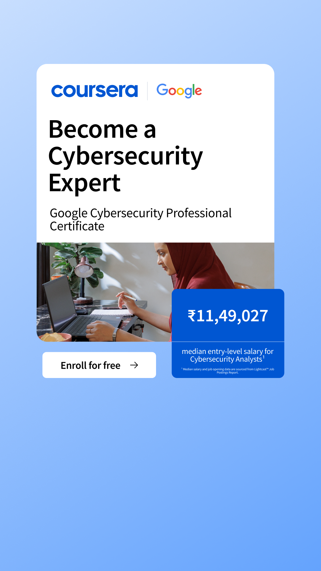Coursera Facebook ad: Learn Cyber Online