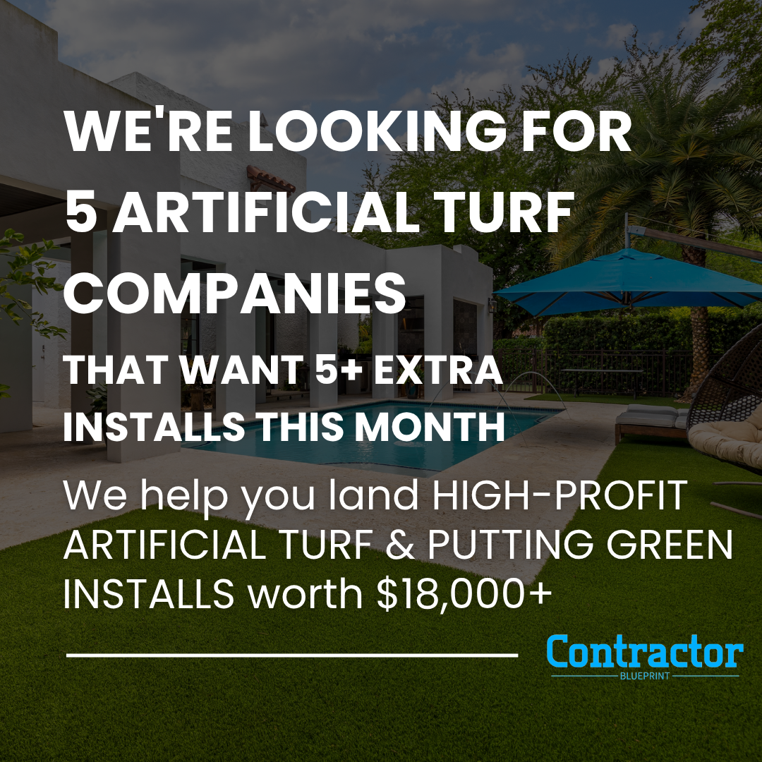 Contractor Blueprint Facebook ad: Stop Tire Kickers. Win Better Artificial Turf Projects