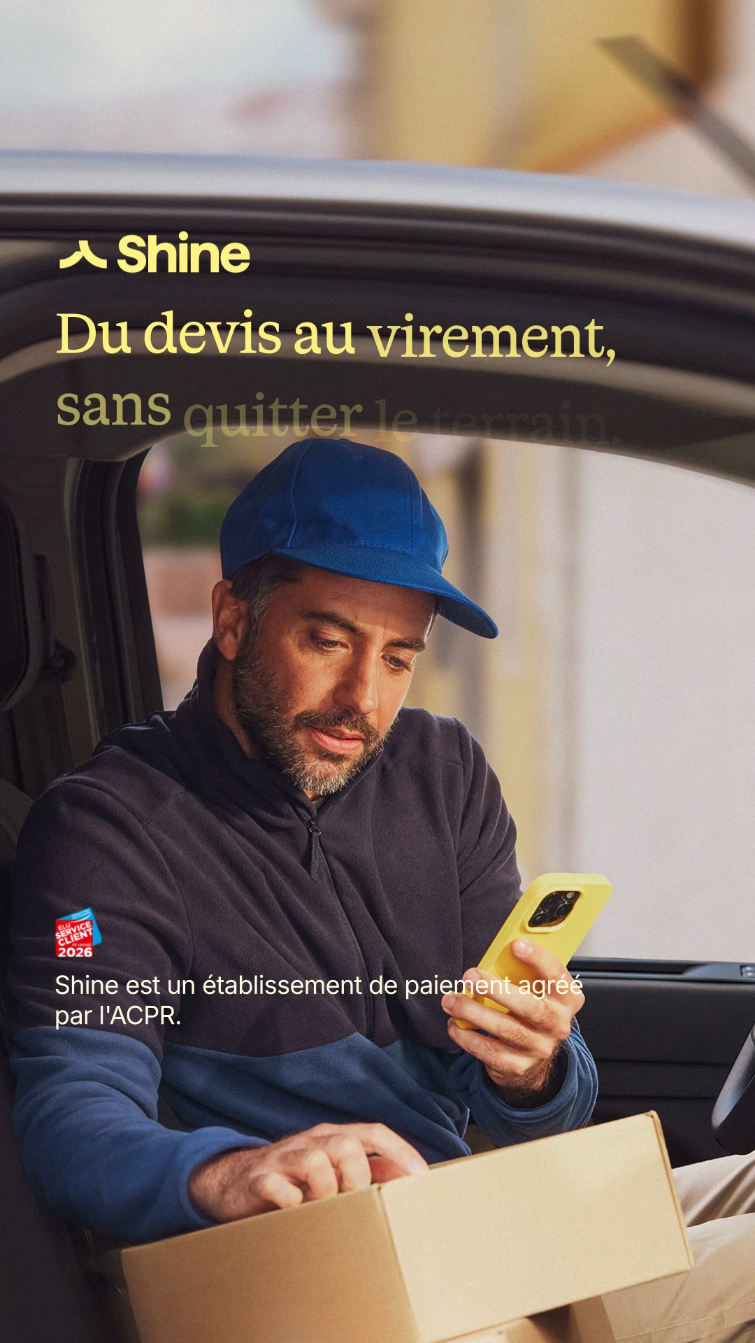 Shine Facebook ad: Facturez entre deux chantiers