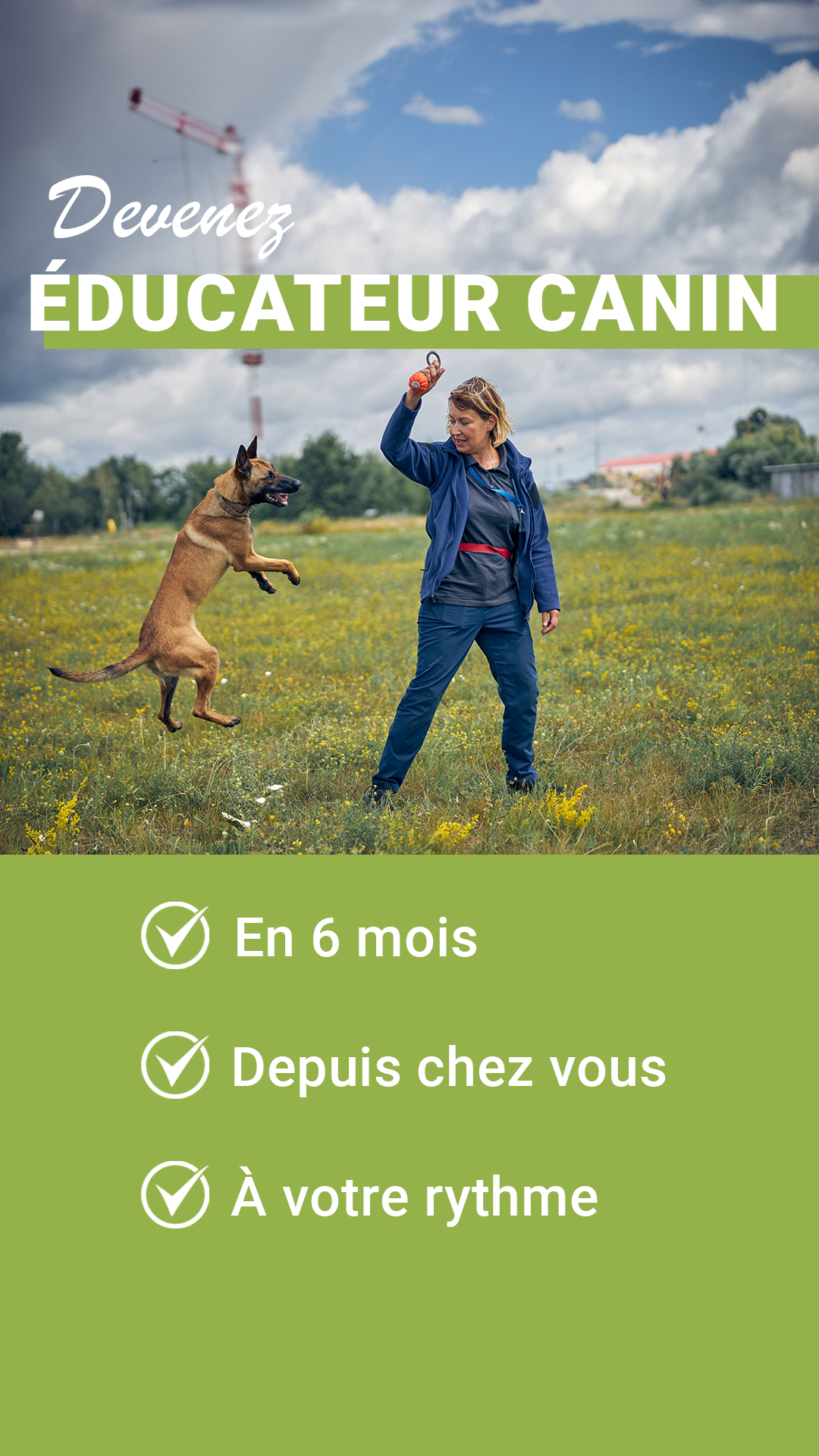 Centre Européen de Formation Facebook ad: Devenez éducateur canin en 6 mois