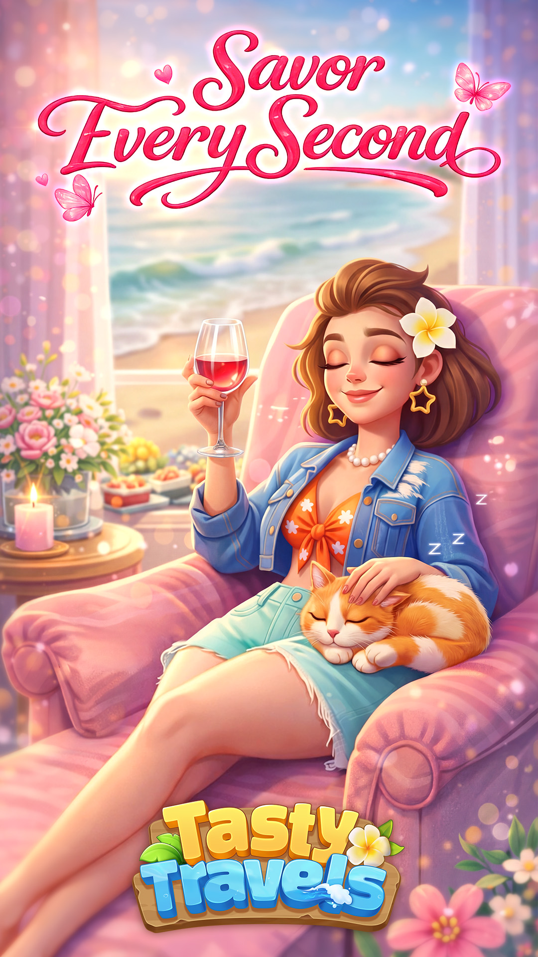 Tasty Travels: Merge Game Facebook ad: Download now to relax!